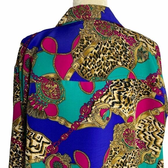 Vintage 90s Baroque Style Jacket XL Leopard Jewelr - Picture 5 of 7